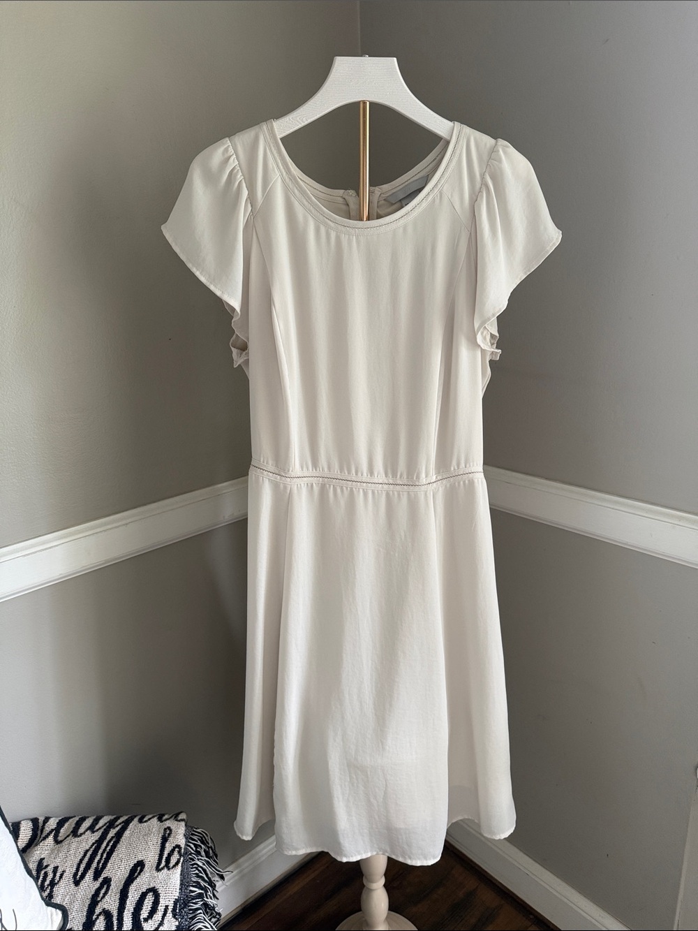 H&M Cream Flutter-Sleeve A-Line Dress